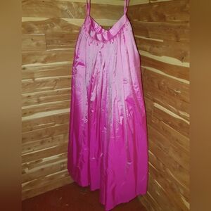 Daisy L Bright Pink Silk Satin Skirt With Built-in Crinoline